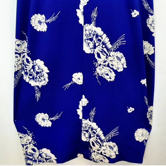 Vintage April Rain Blue Hawaiian Floral Drape Dress Knee Length Size 3 Pin-Up - Picture 10 of 12